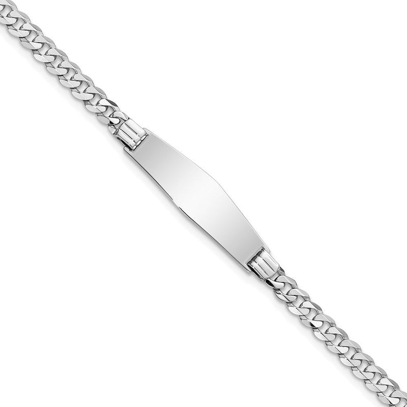 14K white gold curb link plate ID bracelet