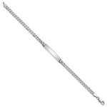 14K White Gold Polished Solid Chain/Solid Plate Flat Curb Link Plate ID Bracelet view