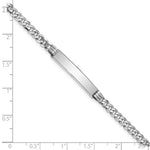 14K White Gold Polished Solid Chain/Solid Plate Flat Curb Link Plate ID Bracelet view