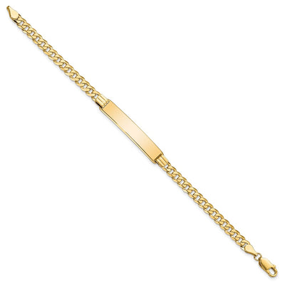 14K Polished Solid Chain/Solid Plate Curb Link Plate ID Bracelet