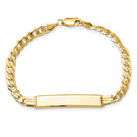 14K Polished Solid Chain/Solid Plate Curb Link Plate ID Bracelet view