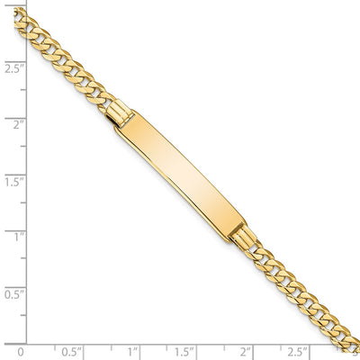 14K Polished Solid Chain/Solid Plate Curb Link Plate ID Bracelet