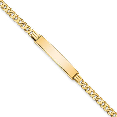 14K Polished Solid Chain/Solid Plate Curb Link Plate ID Bracelet