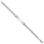 14K White Gold Polished Solid Chain/Solid Plate Flat Curb Link Plate ID Bracelet view