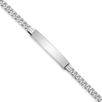 14K White Gold Polished Solid Chain/Solid Plate Flat Curb Link Plate ID Bracelet view