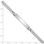 14K White Gold Polished Solid Chain/Solid Plate Flat Curb Link Plate ID Bracelet view