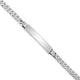 14K White Gold Polished Solid Chain/Solid Plate Flat Curb Link Plate ID Bracelet