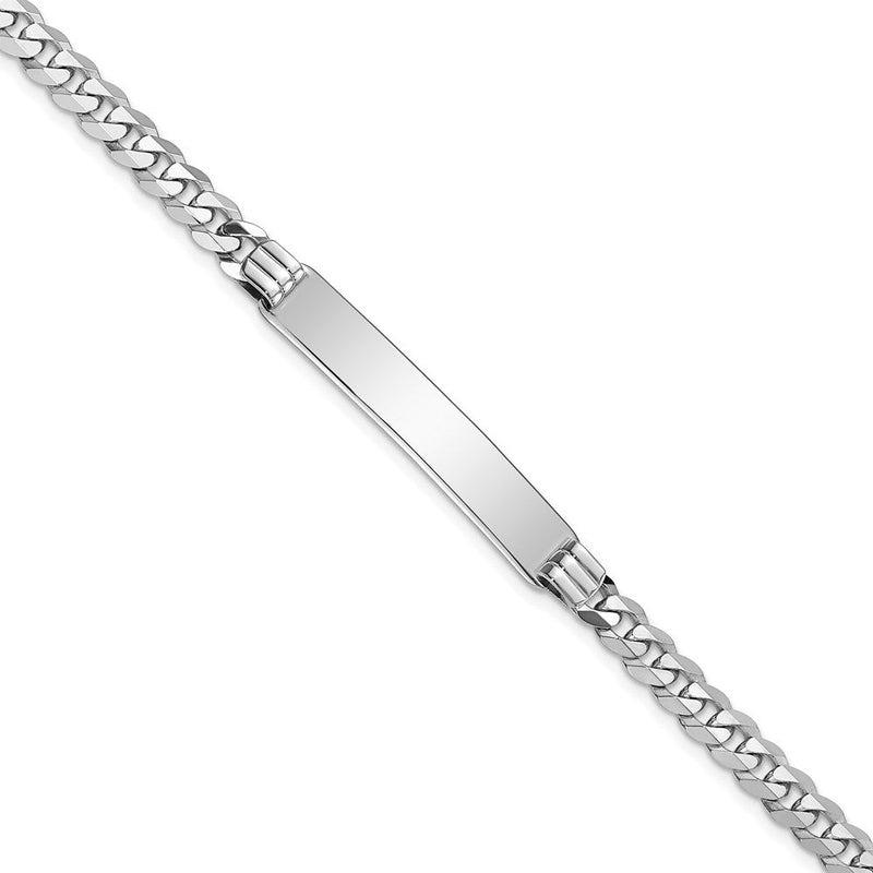 14K white gold curb link plate ID bracelet