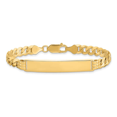 14K Polished Solid Chain/Solid Plate Curb Link 38x7.5mm Plate ID Bracelet