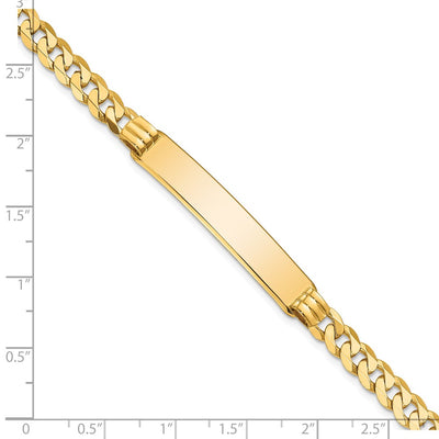 14K Polished Solid Chain/Solid Plate Curb Link 38x7.5mm Plate ID Bracelet