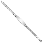 14K White Gold Polished Solid Chain/Solid Plate Flat Curb Link Soft Diamond Shape Plate ID Bracelet view