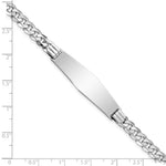 14K White Gold Polished Solid Chain/Solid Plate Flat Curb Link Soft Diamond Shape Plate ID Bracelet view