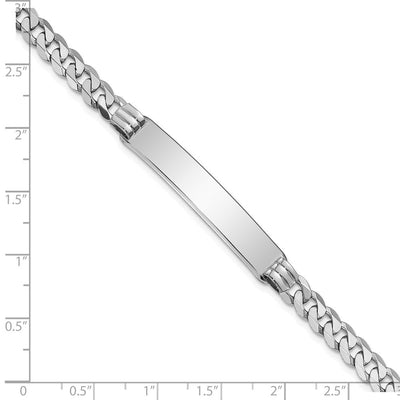 14K White Gold Polished Solid Chain/Solid Plate Flat Curb Link 38.5x7.5mm Plate ID Bracelet