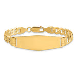 14K Polished Solid Chain/Solid Plate Curb Link Soft Diamond Shape Plate ID Bracelet, 7 x 14mm (5C-7) view
