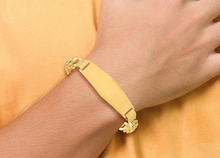 14k Polished Solid Chain/Solid Plate Curb Link Soft Diamond Shape 37. Plate ID Bracelet (Style LID65C-7)