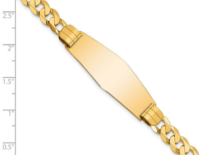 14k Polished Solid Chain/Solid Plate Curb Link Soft Diamond Shape 37. Plate ID Bracelet (Style LID65C-7)