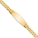14K Polished Solid Chain/Solid Plate Curb Link Soft Diamond Shape Plate ID Bracelet, 7 x 14mm (5C-7) view