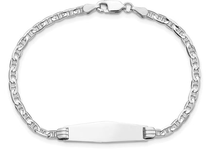 14K white gold anchor link anchor ID bracelet, further view