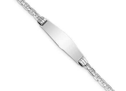 14K white gold anchor link anchor ID bracelet