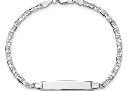 14k White Gold Polished Solid Chain/Solid Plate Anchor Link 25.5x4. Plate ID Bracelet (Style LID66W-7)