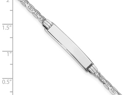 14k White Gold Polished Solid Chain/Solid Plate Anchor Link 25.5x4. Plate ID Bracelet (Style LID66W-7)