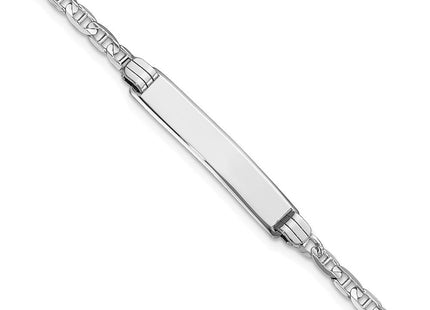 14k White Gold Polished Solid Chain/Solid Plate Anchor Link 25.5x4. Plate ID Bracelet (Style LID66W-7)