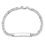 14K White Gold Polished Solid Chain/Solid Plate Anchor Link 25.5x4. Plate ID Bracelet, 7 x 4.8mm view