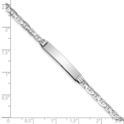 14K White Gold Polished Solid Chain/Solid Plate Anchor Link 25.5x4.8mm Plate ID Bracelet, 7 x 4.8mm