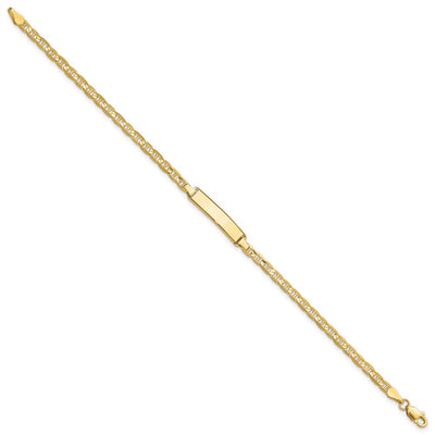14K Polished Solid Chain/Solid Plate Anchor Link 19.5x4.5mm Plate ID Bracelet