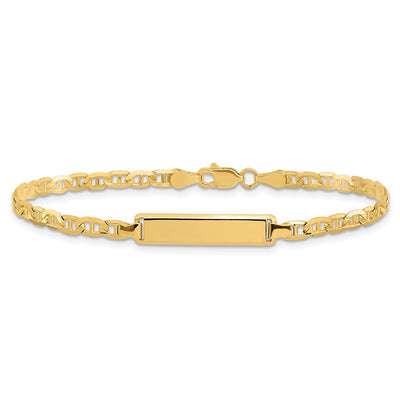 14K Polished Solid Chain/Solid Plate Anchor Link 19.5x4.5mm Plate ID Bracelet