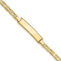 14K Polished Solid Chain/Solid Plate Anchor Link 19.5x4.5mm Plate ID Bracelet