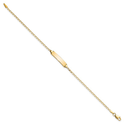 14K Polished Solid Chain/Solid Plate Flat Curb Link 19.5x3.5mm Plate ID Bracelet