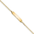 14K Polished Solid Chain/Solid Plate Flat Curb Link 19.5x3.5mm Plate ID Bracelet
