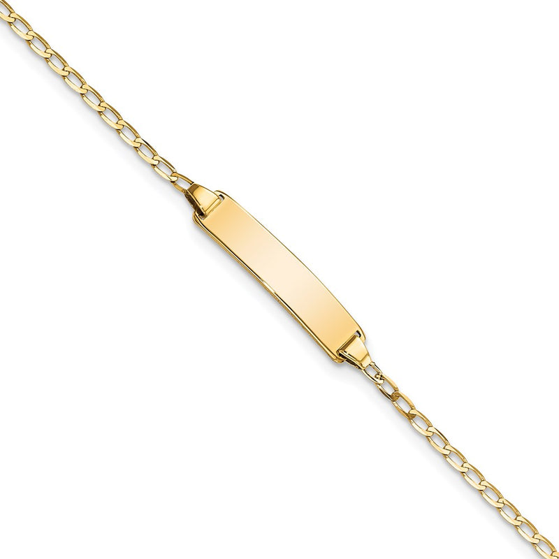 14K gold curb link plate ID bracelet