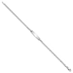 14K White Gold Polished Solid Chain/Solid Plate Flat Curb Link Soft Diamond Shape 19.5x5.5mm Plate ID Bracelet view