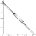 14K White Gold Polished Solid Chain/Solid Plate Flat Curb Link Soft Diamond Shape 19.5x5.5mm Plate ID Bracelet view