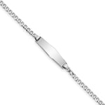 14K White Gold Polished Solid Chain/Solid Plate Flat Curb Link Soft Diamond Shape 19.5x5.5mm Plate ID Bracelet view