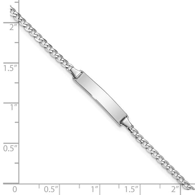 14K White Gold Polished Solid Chain/Solid Plate Flat Curb Link 19.5x4.3mm Plate ID Bracelet