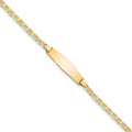 14K Polished Solid Chain/Solid Plate Flat Anchor Link Soft Diamond Shape 19.5x5.2mm Plate ID Bracelet