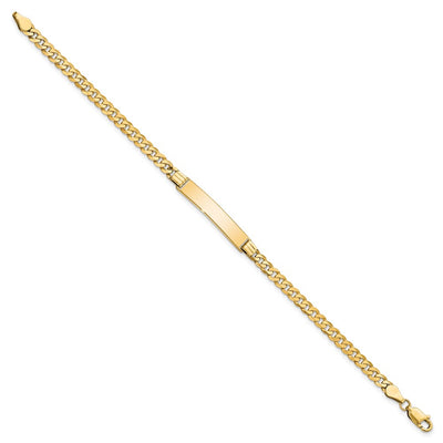14K Polished Solid Chain/Solid Plate Flat Curb Link 26.5x5.5mm Plate ID Bracelet