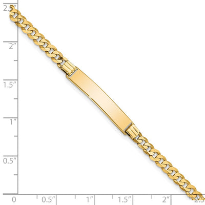 14K Polished Solid Chain/Solid Plate Flat Curb Link 26.5x5.5mm Plate ID Bracelet