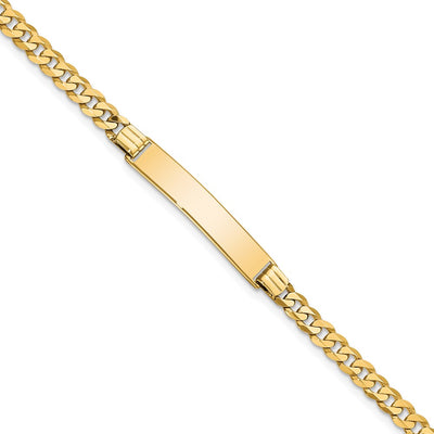 14K Polished Solid Chain/Solid Plate Flat Curb Link 26.5x5.5mm Plate ID Bracelet