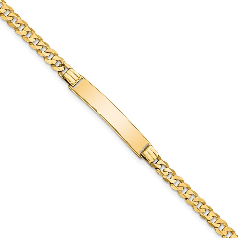 14K gold curb link plate ID bracelet