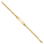 14K Polished Solid Chain/Solid Plate Flat Curb Link Soft Diamond Shape 28x9. Plate ID Bracelet, 7 x 9.8mm view