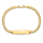 14K Polished Solid Chain/Solid Plate Flat Curb Link Soft Diamond Shape 28x9. Plate ID Bracelet, 7 x 9.8mm view