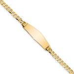 14K Polished Solid Chain/Solid Plate Flat Curb Link Soft Diamond Shape 28x9. Plate ID Bracelet, 7 x 9.8mm view