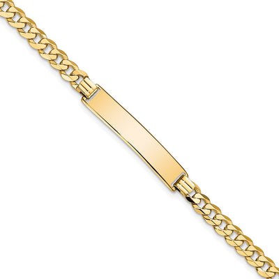 14K Polished Solid Chain/Solid Plate Flat Curb Link 32.5x6.5mm Plate ID Bracelet