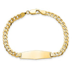 14K Polished Solid Chain/Solid Plate Flat Curb Link Soft Diamond Shape 28x9. Plate ID Bracelet, 7 x 9.3mm view