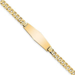 14K Polished Solid Chain/Solid Plate Flat Curb Link Soft Diamond Shape 28x9. Plate ID Bracelet, 7 x 9.3mm view
