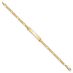 14K Polished Solid Chain/Solid Plate Flat Figaro Link 32.5x6.2mm Plate ID Bracelet view